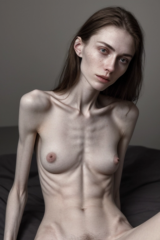 拒食症の裸のティーン - 非常に痩せた裸の写真